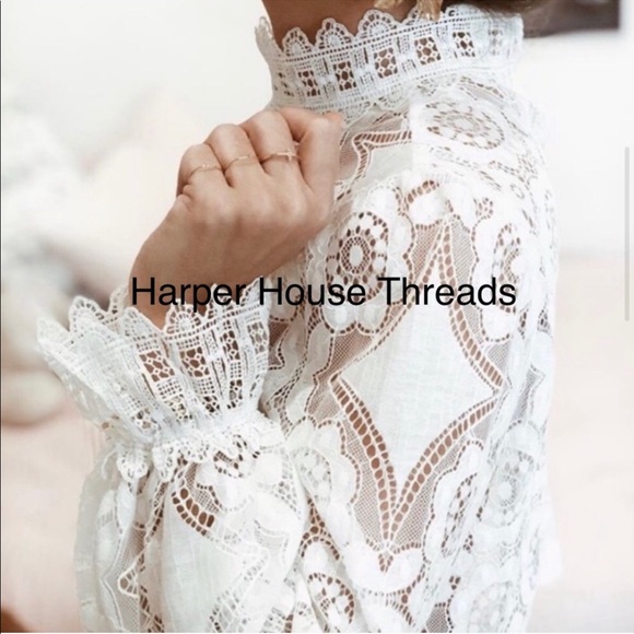 /OLIVIA/ 1 LEFT 5⭐️ White Lace Boho Blouse Top - Picture 6 of 8